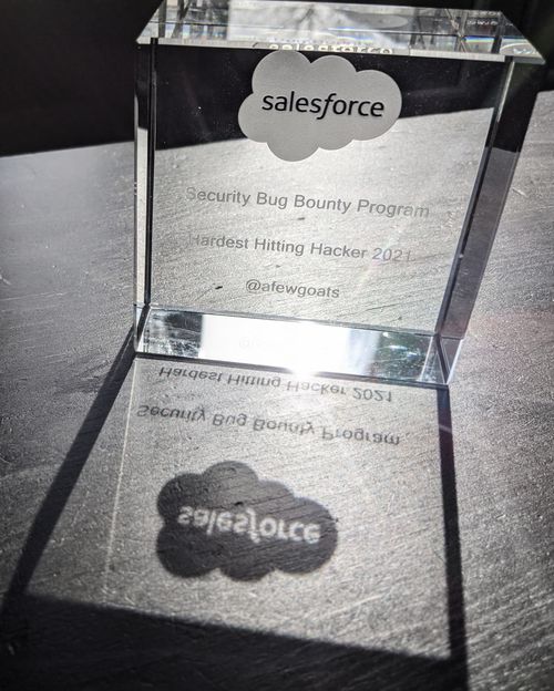 Salesforce Bug Bounty Program Hardest Hitting Hacker 2021 :trophy: